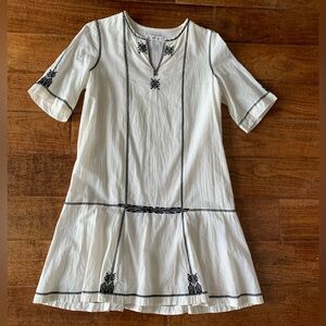 Isabel Marant Etoile Ivory Mini Dress with Black Embroidery